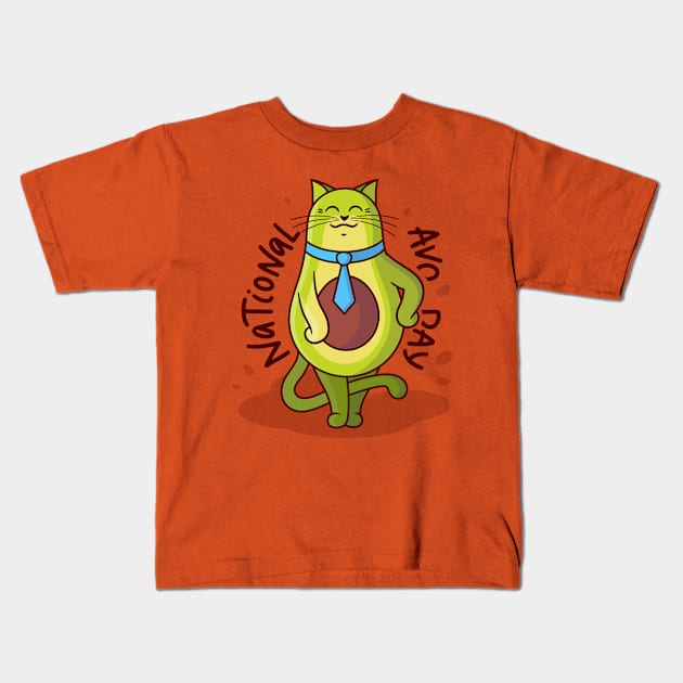 National avo day cat Kids T-Shirt by Mako Design 